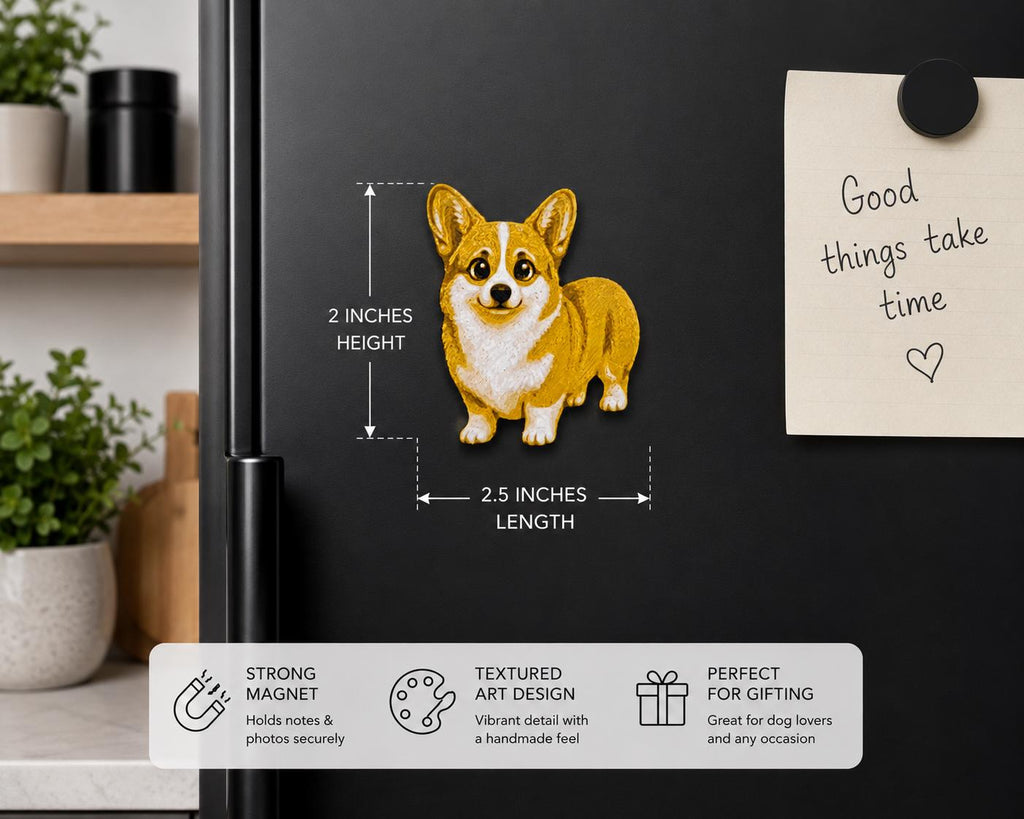 Corgi Refrigerator Magnet, Textured Dog Portrait, Pet Lover Gift, Kitchen Decor, Welsh Corgi Artwork