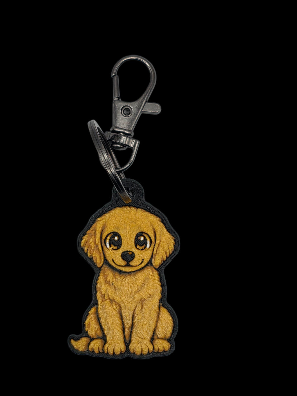 Textured Golden Retriever Keychain, 3D Printed Puppy Bag Charm, Dog Lover Accessory