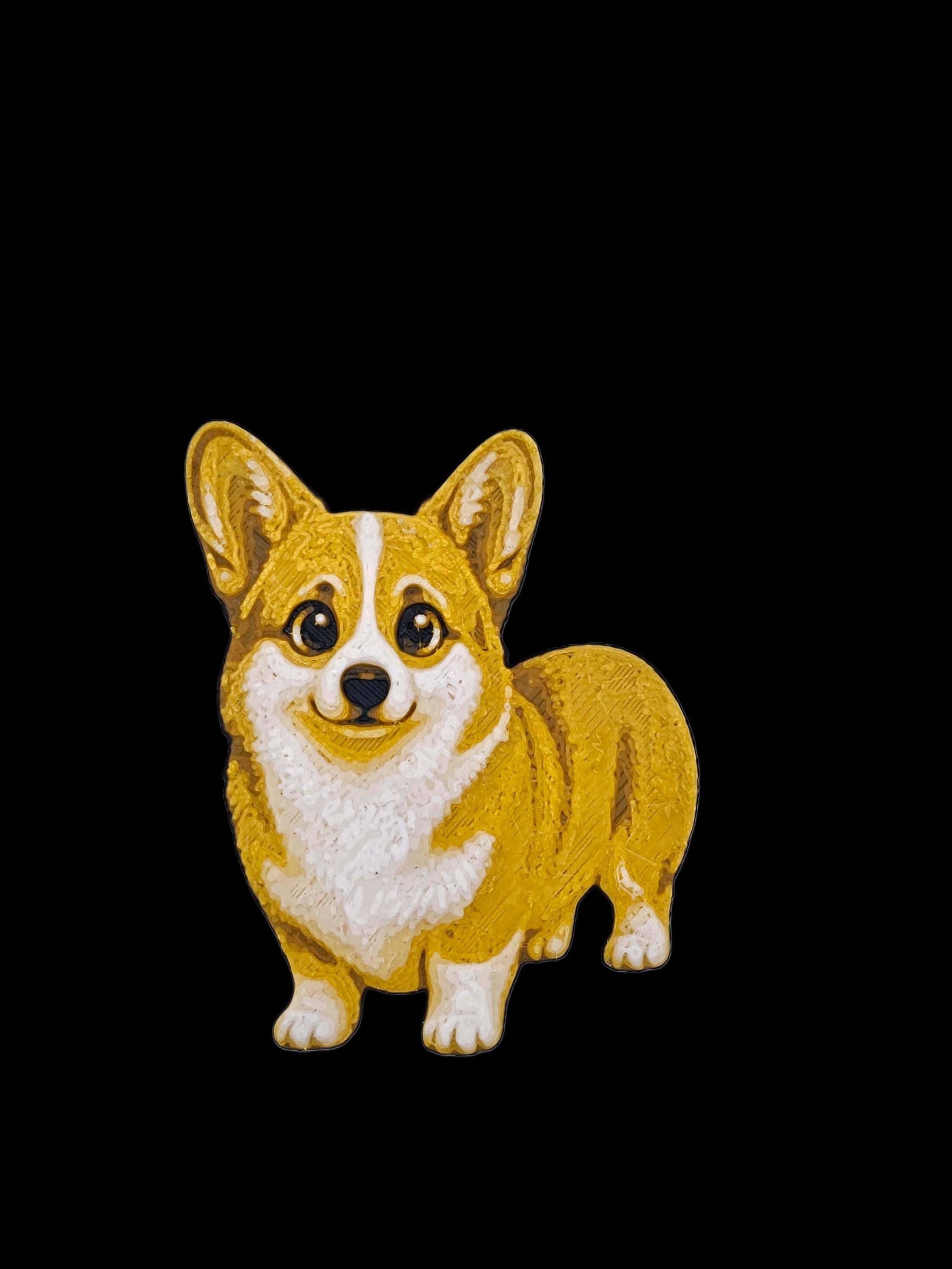 Corgi Refrigerator Magnet, Textured Dog Portrait, Pet Lover Gift, Kitchen Decor, Welsh Corgi Artwork