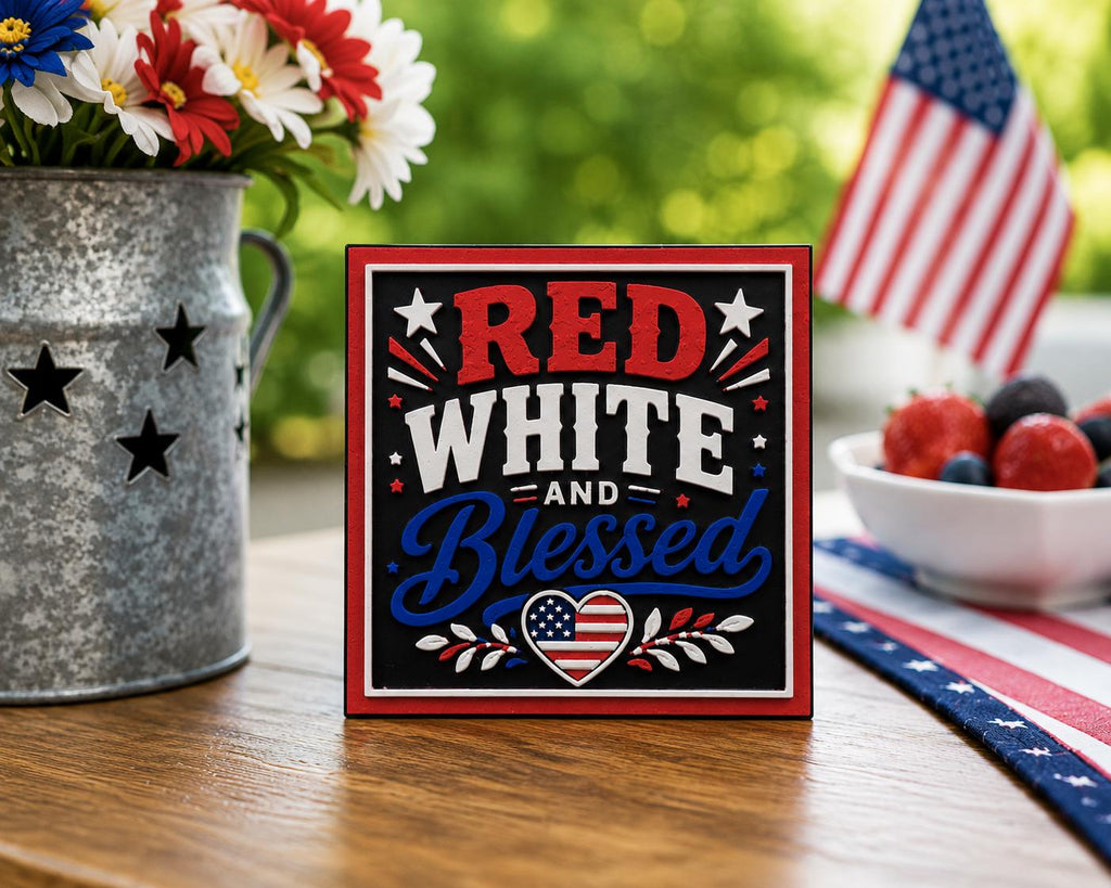 Red White and Blessed Magnet – Patriotic Refrigerator Magnet – Fourth of July Decor – USA Magnet – Americana Kitchen Decor – Independence Da