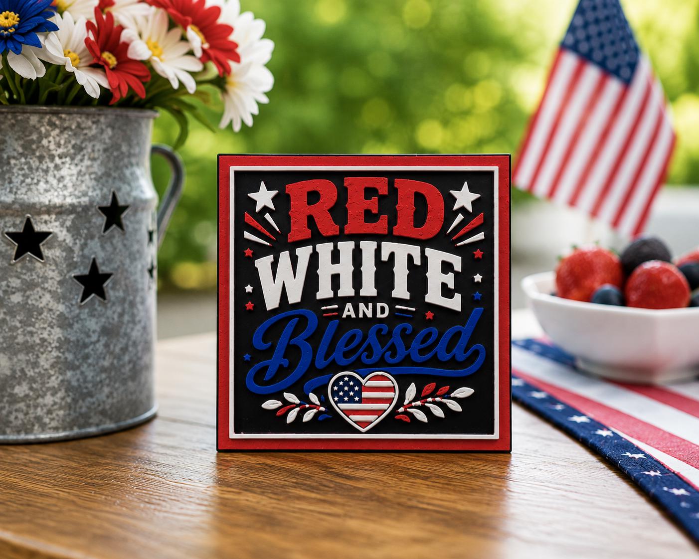 Red White and Blessed Magnet – Patriotic Refrigerator Magnet – Fourth of July Decor – USA Magnet – Americana Kitchen Decor – Independence Da