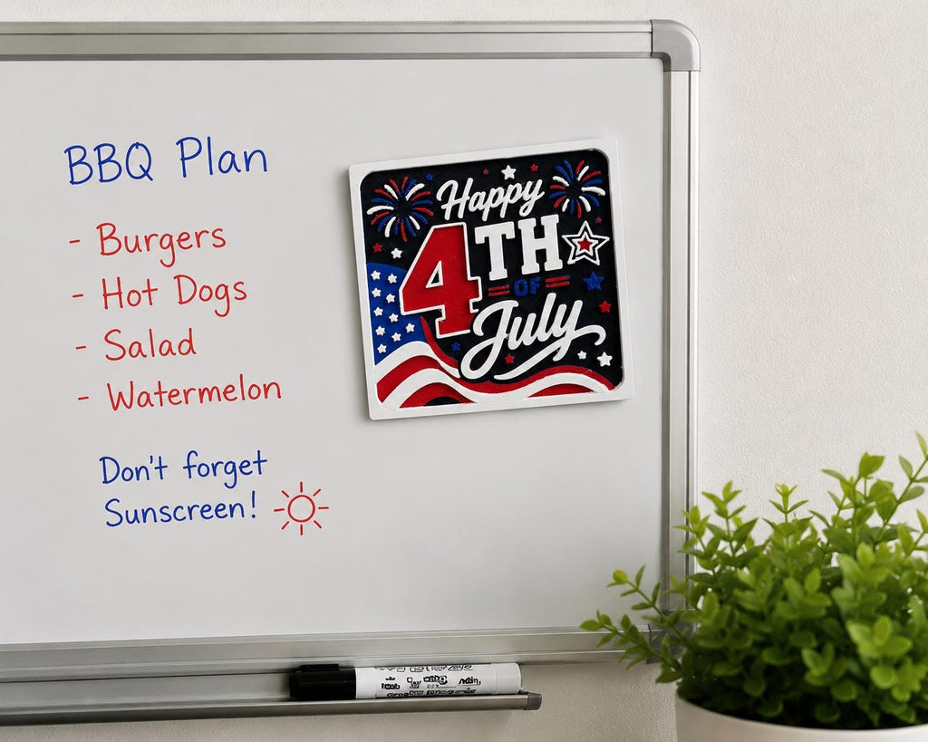 Happy 4th of July Magnet – Patriotic Refrigerator Magnet – Red White Blue Kitchen Decor – Independence Day Gift