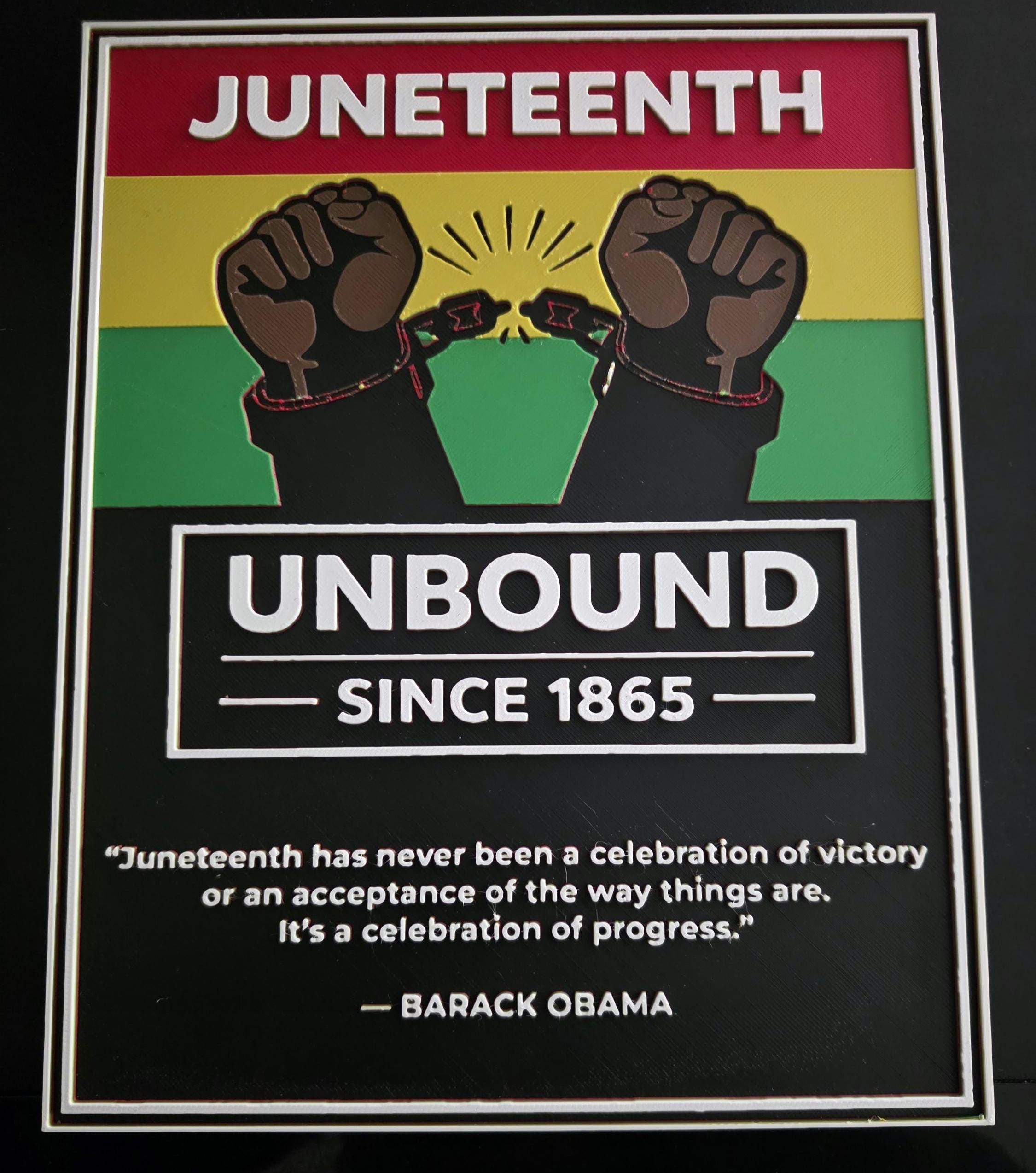 Juneteenth Unbound Since 1865 Wall Art | 3D Printed Textured Art | Black History Decor | Freedom Celebration Gift | Juneteenth Decoration
