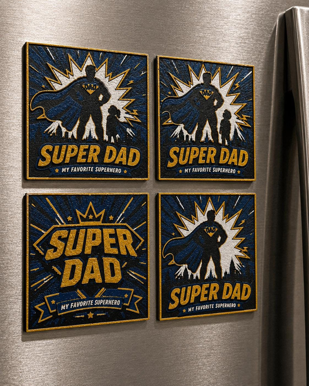 Textured 3D Printed Super Dad Magnet | Superhero Father's Day Gift