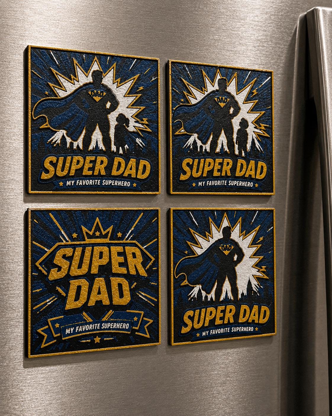 Textured 3D Printed Super Dad Magnet | Superhero Father's Day Gift