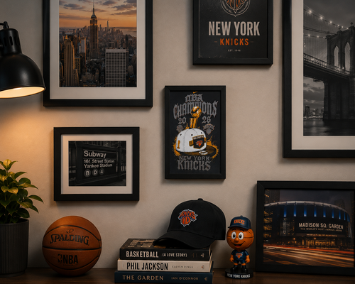 Championship Hat & Shirt Inspired 3D Printed Basketball Wall Art | Framed Sports Decor | Fan Cave Gift | 6x9 Display