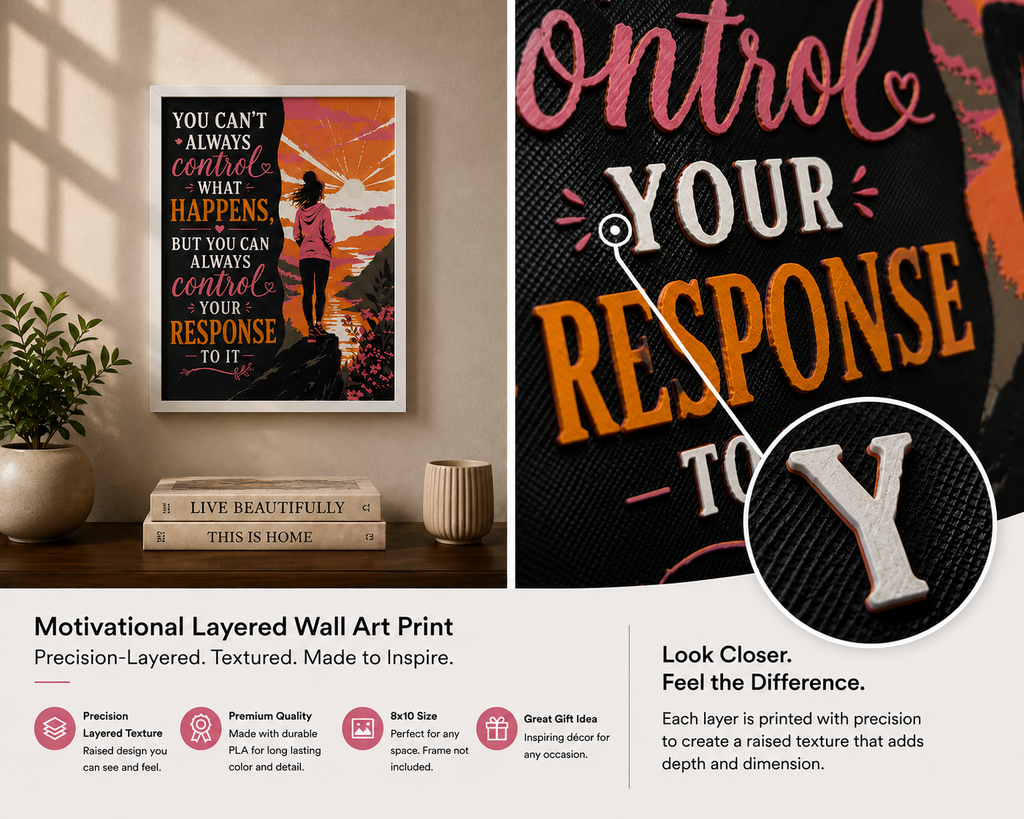 Control Your Response | Textured 3D Layered Wall Art | 8x10 Motivational Print