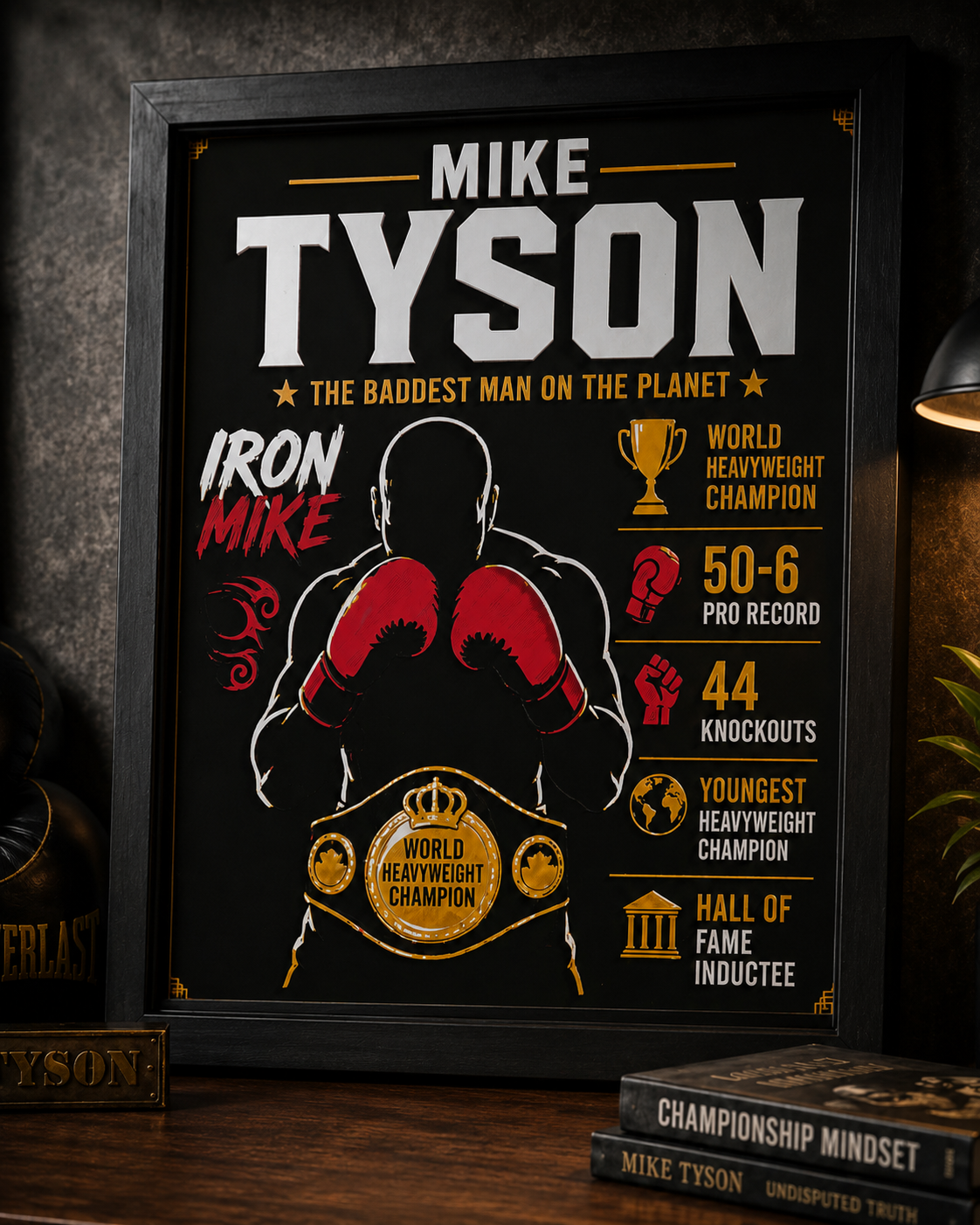 Iron Mike Boxing Legend 3D Printed Framed Wall Art