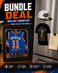 Jalen Brunson Blue Jersey 3D Printed Wall Art + Magnet Set Bundle