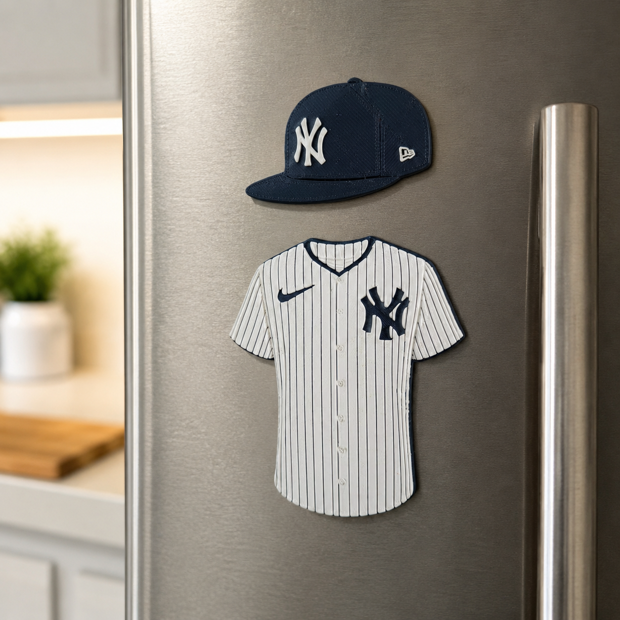 New York Yankees Jersey & Hat Magnet Set – 3D Printed Fridge Magnets