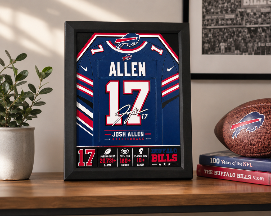 Josh Allen #17 Buffalo Bills 3D Layered Wall Art – Framed 8x10