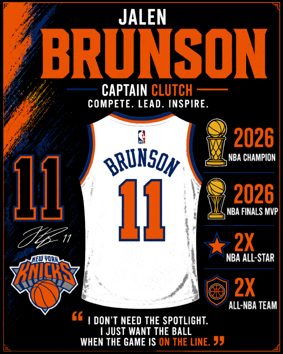 Jalen Brunson 3D Printed Wall Art – Framed 8x10