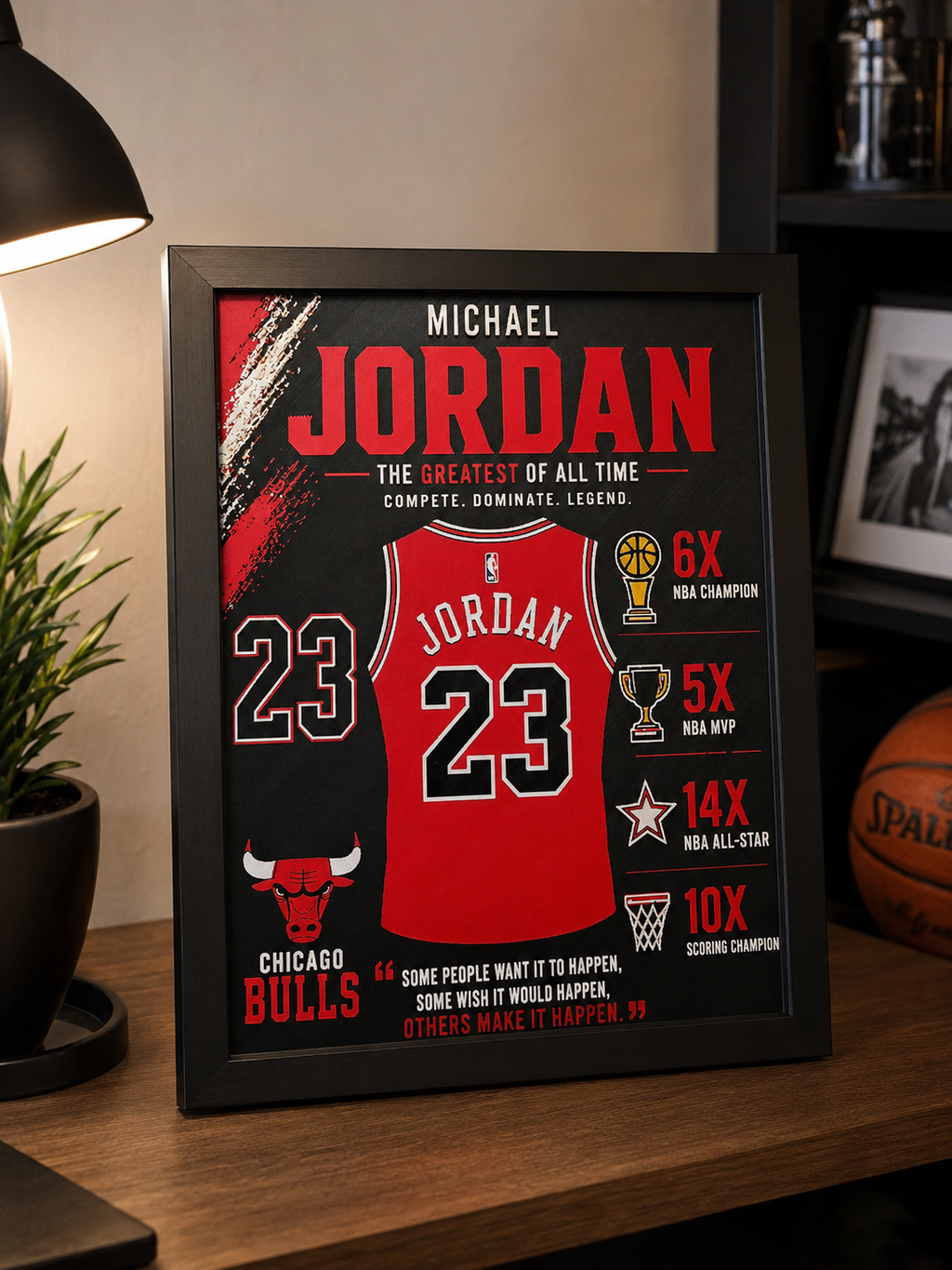 Michael Jordan 3D Printed Wall Art – Framed 8x10