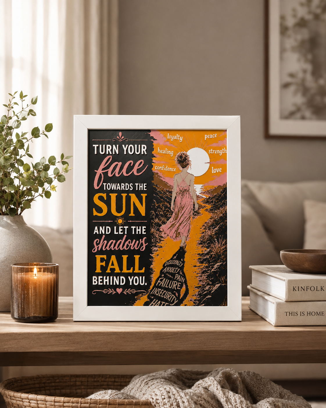 Turn Your Face Towards the Sun | Textured 3D Layered Wall Art | 8x10 Motivational Print