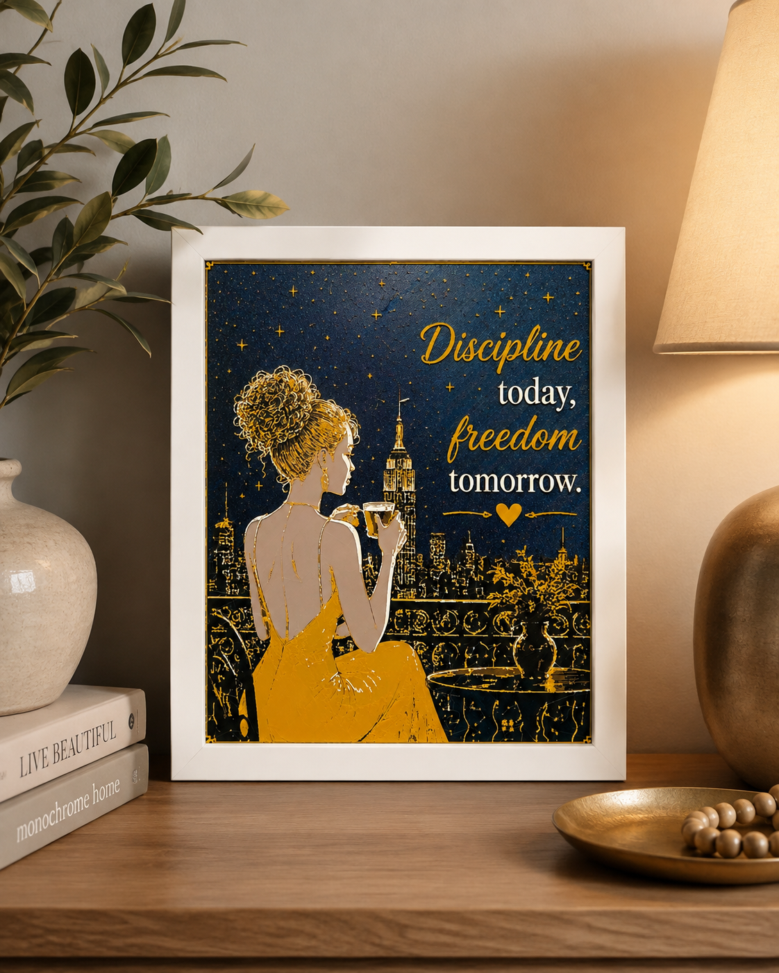 Discipline Today, Freedom Tomorrow | Textured 3D Layered Wall Art | 8x10 Motivational Print