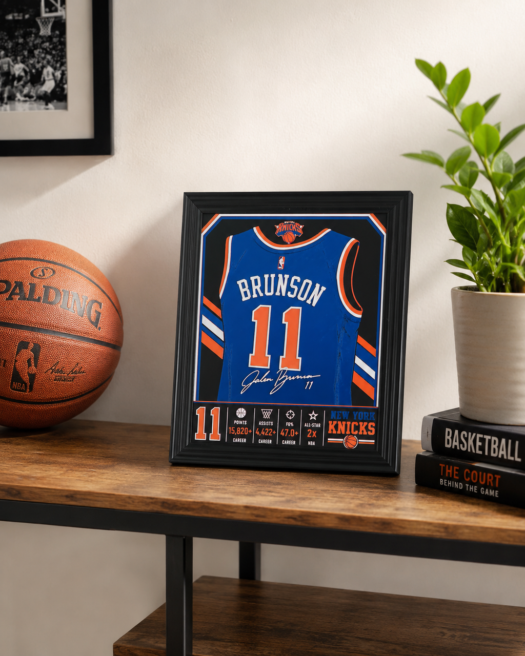 Jalen Brunson Inspired Knicks 3D Jersey Wall Art | Framed 8x10 Basketball Fan Display