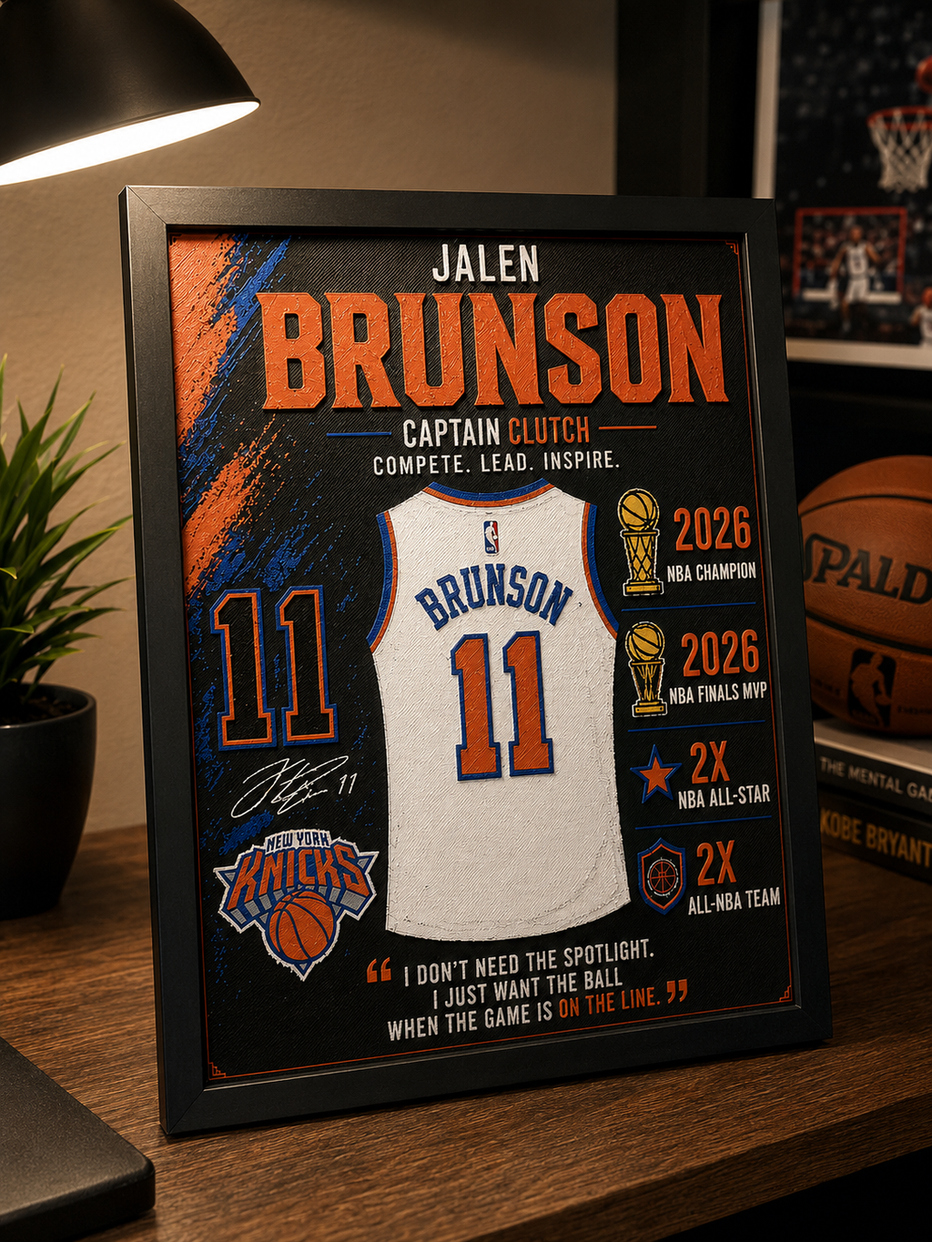 Jalen Brunson 3D Printed Wall Art – Framed 8x10