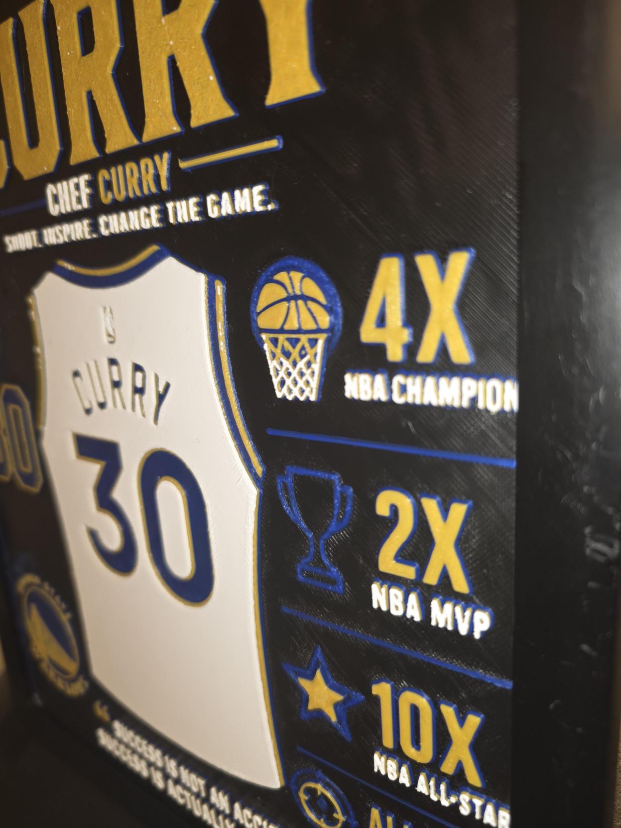 Steph Curry Inspired Warriors 3D Jersey Wall Art – Framed 8x10 Basketball Fan Display