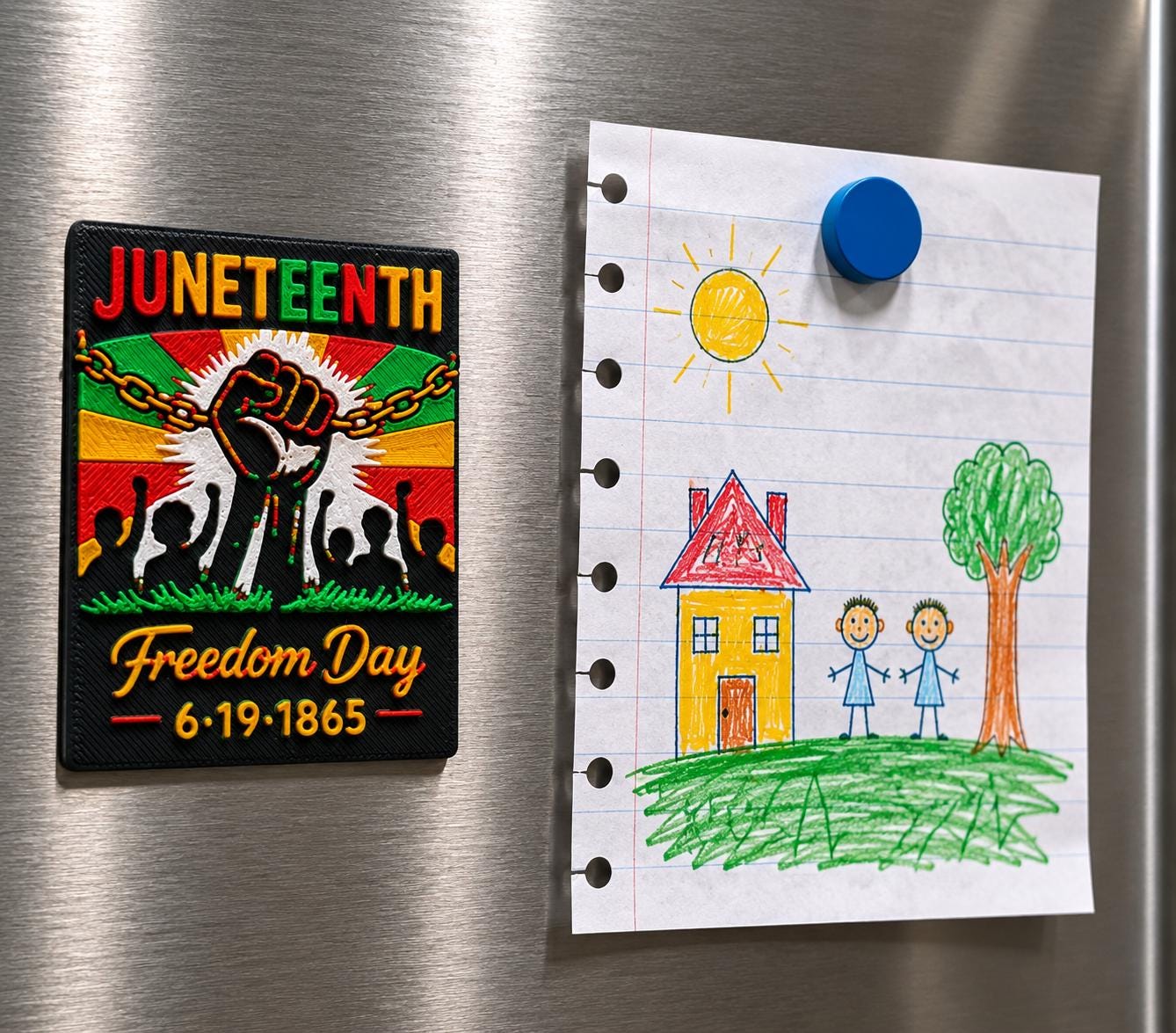 Juneteenth Freedom Day Textured Art Kitchen Magnet