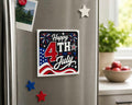 Happy 4th of July Magnet – Patriotic Refrigerator Magnet – Red White Blue Kitchen Decor – Independence Day Gift