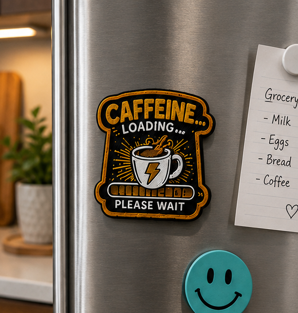 Caffeine Loading Please Wait 3D Printed Refrigerator Magnet