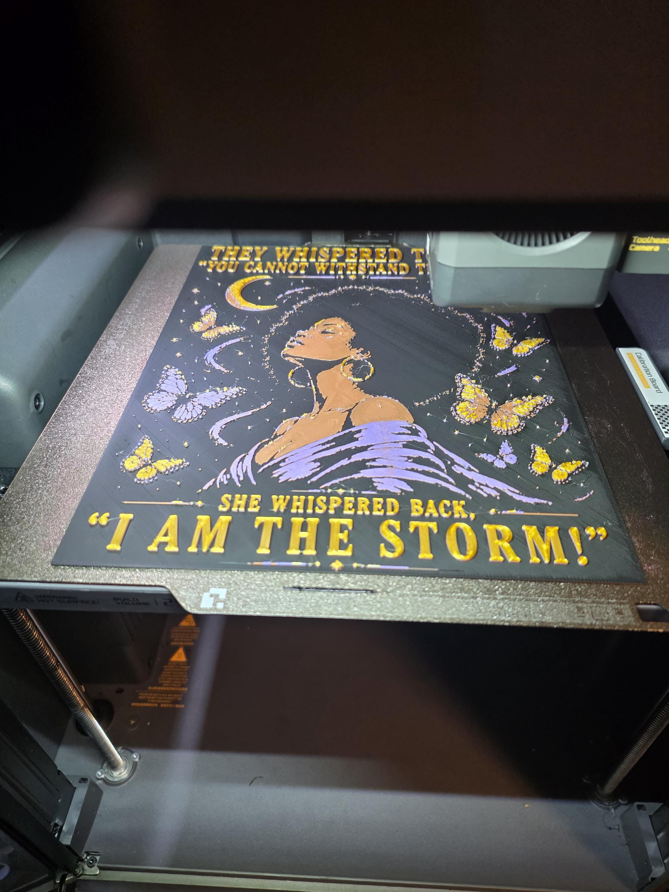 I Am The Storm | Inspirational Black Woman Wall Art | 3D Printed Textured | Motivational Quote Decor | Afro Art Gift | Empowerment Decor