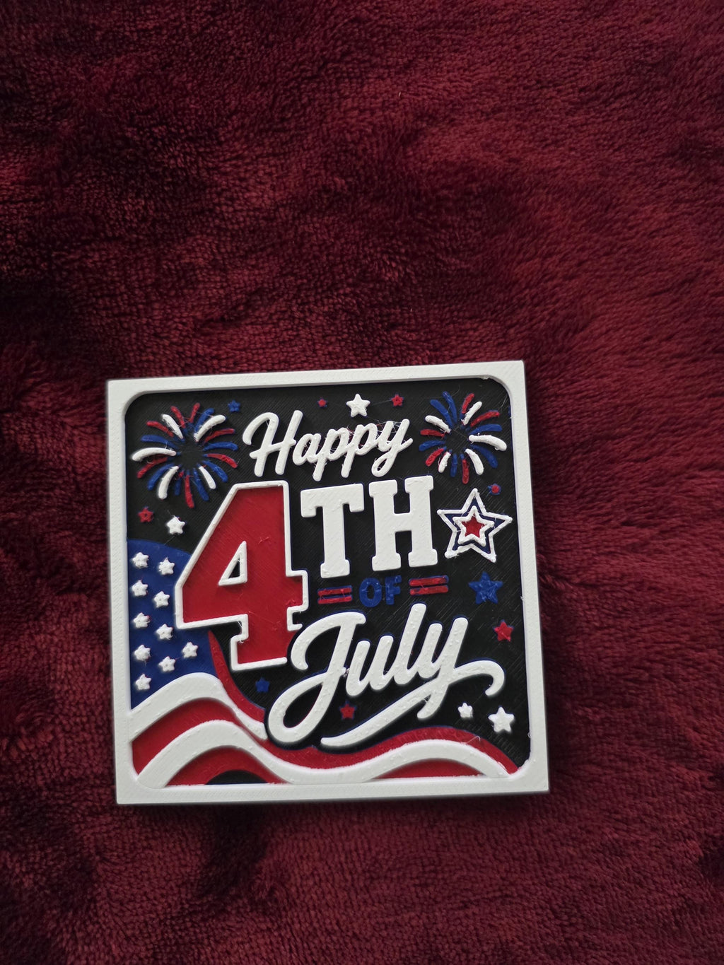 Happy 4th of July Magnet – Patriotic Refrigerator Magnet – Red White Blue Kitchen Decor – Independence Day Gift