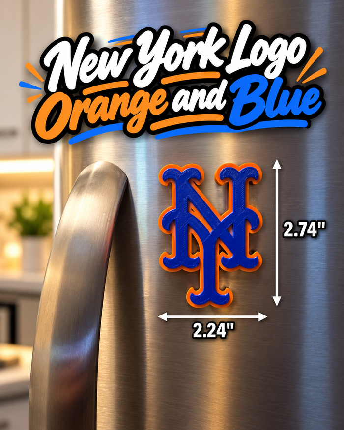 New York Logo – Orange & Blue 3D Printed Refrigerator Magnet