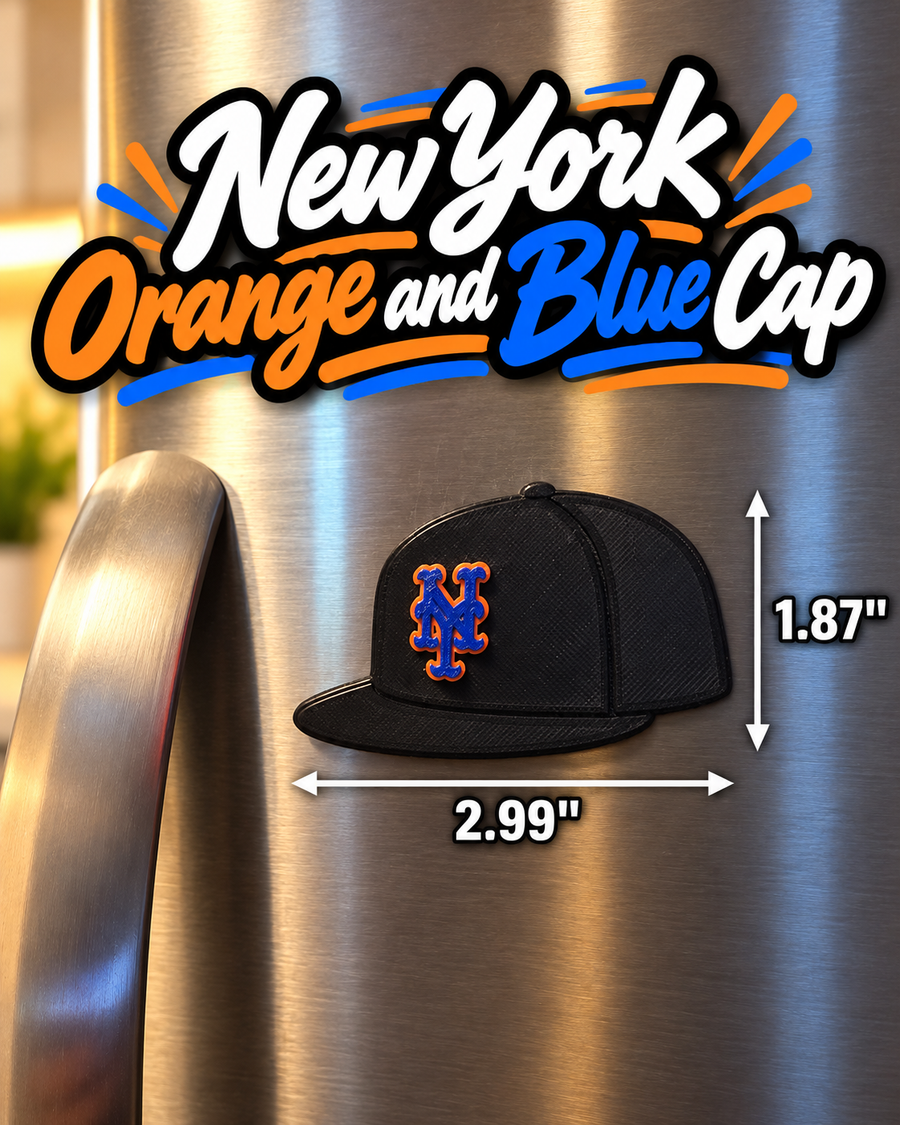 New York Orange & Blue Cap 3D Printed Refrigerator Magnet