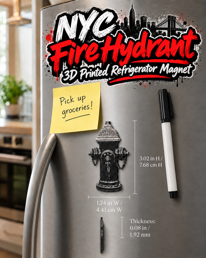 NYC Fire Hydrant 3D Printed Refrigerator Magnet