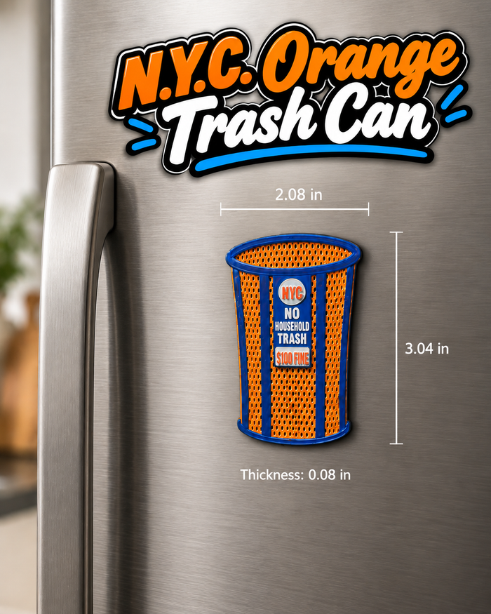NYC Orange & Blue Championship Trash Basket Magnet
