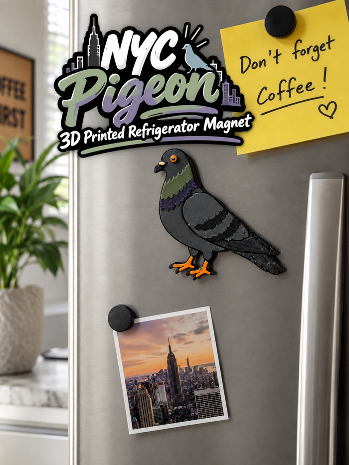 NYC Pigeon 3D Printed Refrigerator Magnet