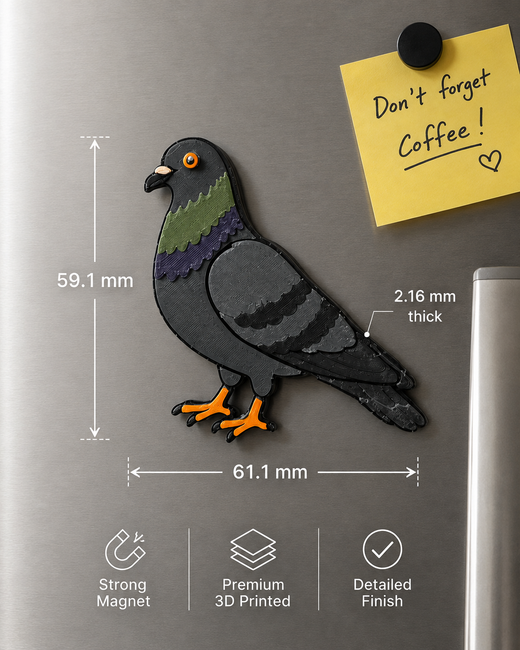NYC Pigeon 3D Printed Refrigerator Magnet
