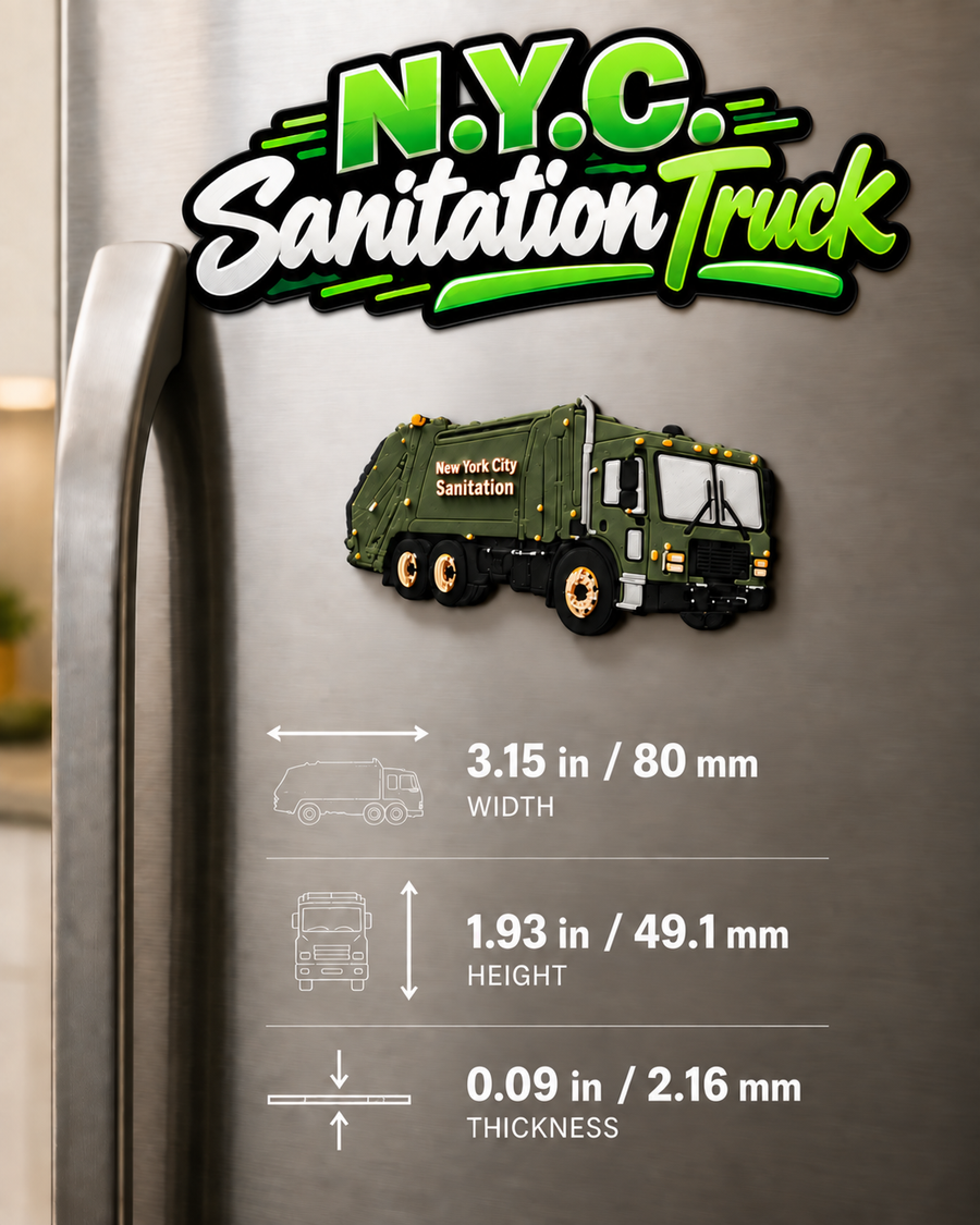 NYC Sanitation Truck 3D Printed Refrigerator Magnet