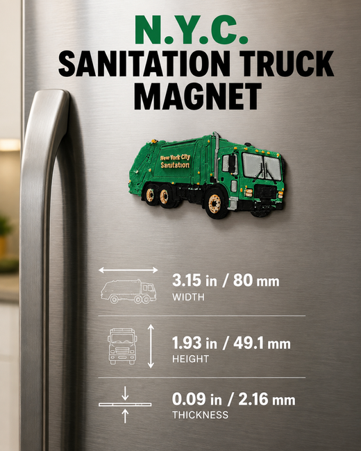 NYC Sanitation Truck 3D Printed Refrigerator Magnet