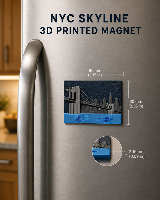 NYC Skyline 3D Printed Magnet