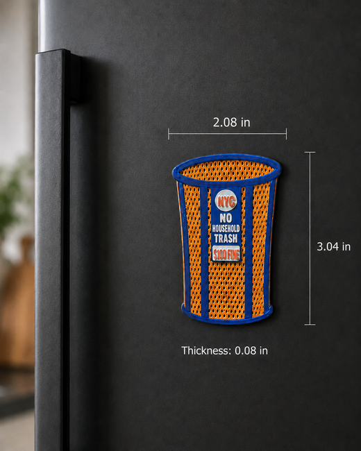 NYC Orange & Blue Championship Trash Basket Magnet