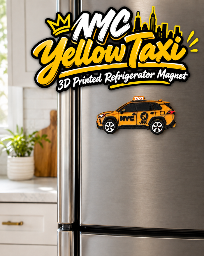 NYC Yellow Taxi 3D Printed Refrigerator Magnet