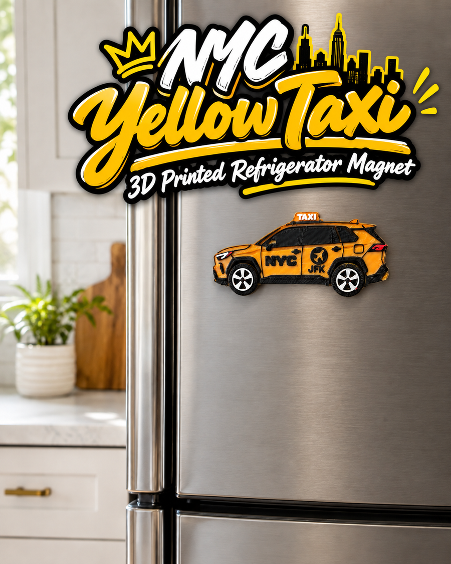 NYC Yellow Taxi 3D Printed Refrigerator Magnet