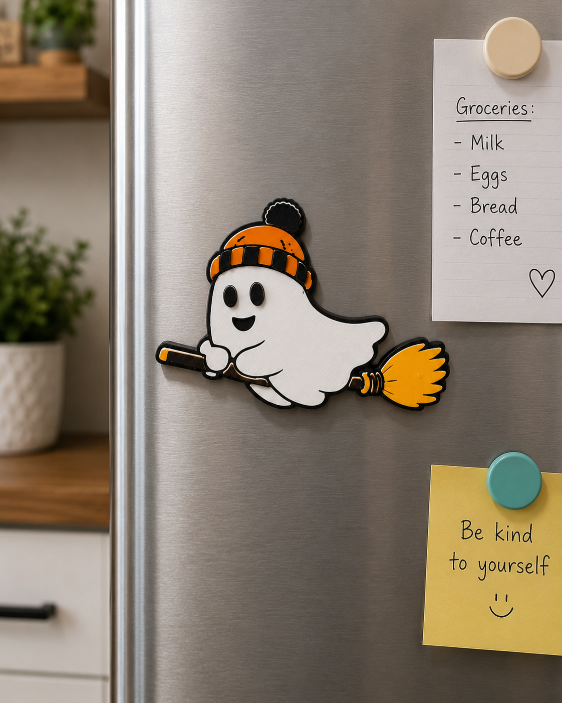 Ghost Riding a Broom 3D Printed Refrigerator Magnet