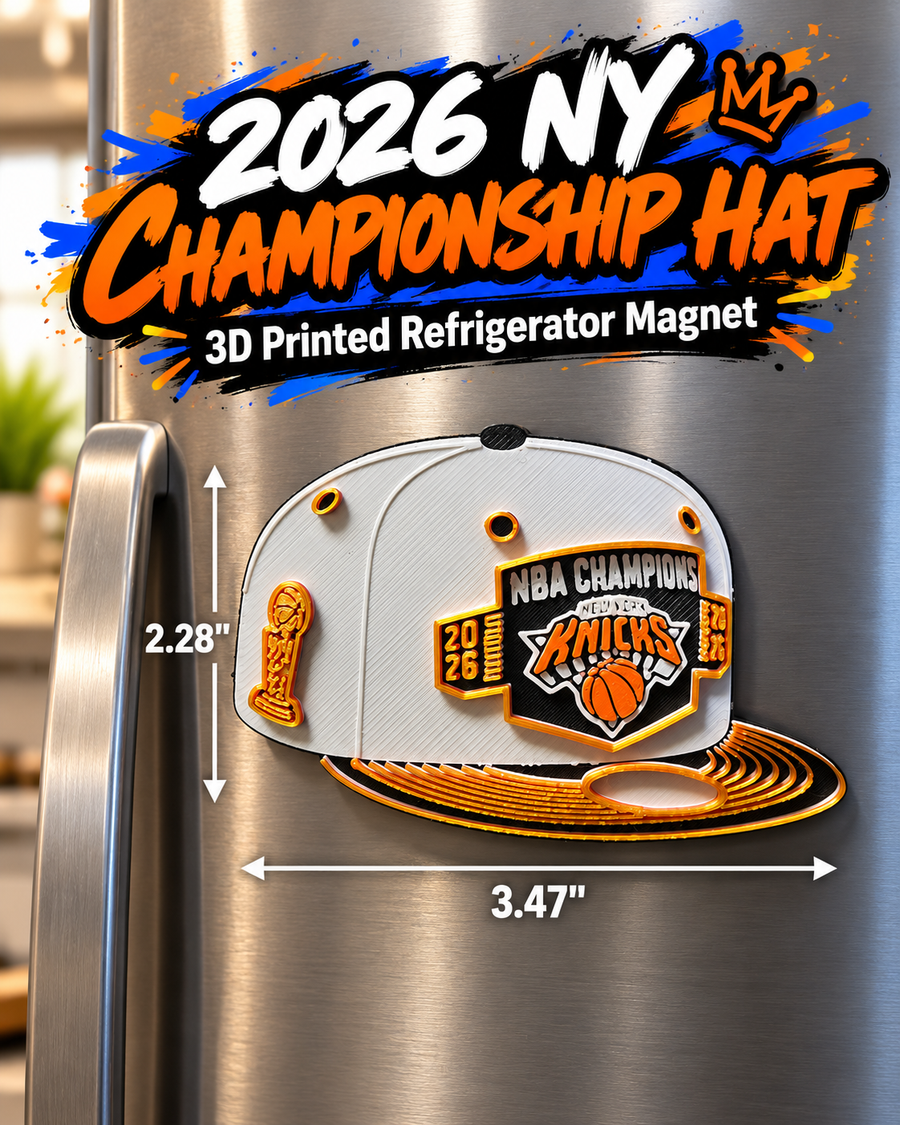 2026 NY Championship Hat 3D Printed Refrigerator Magnet