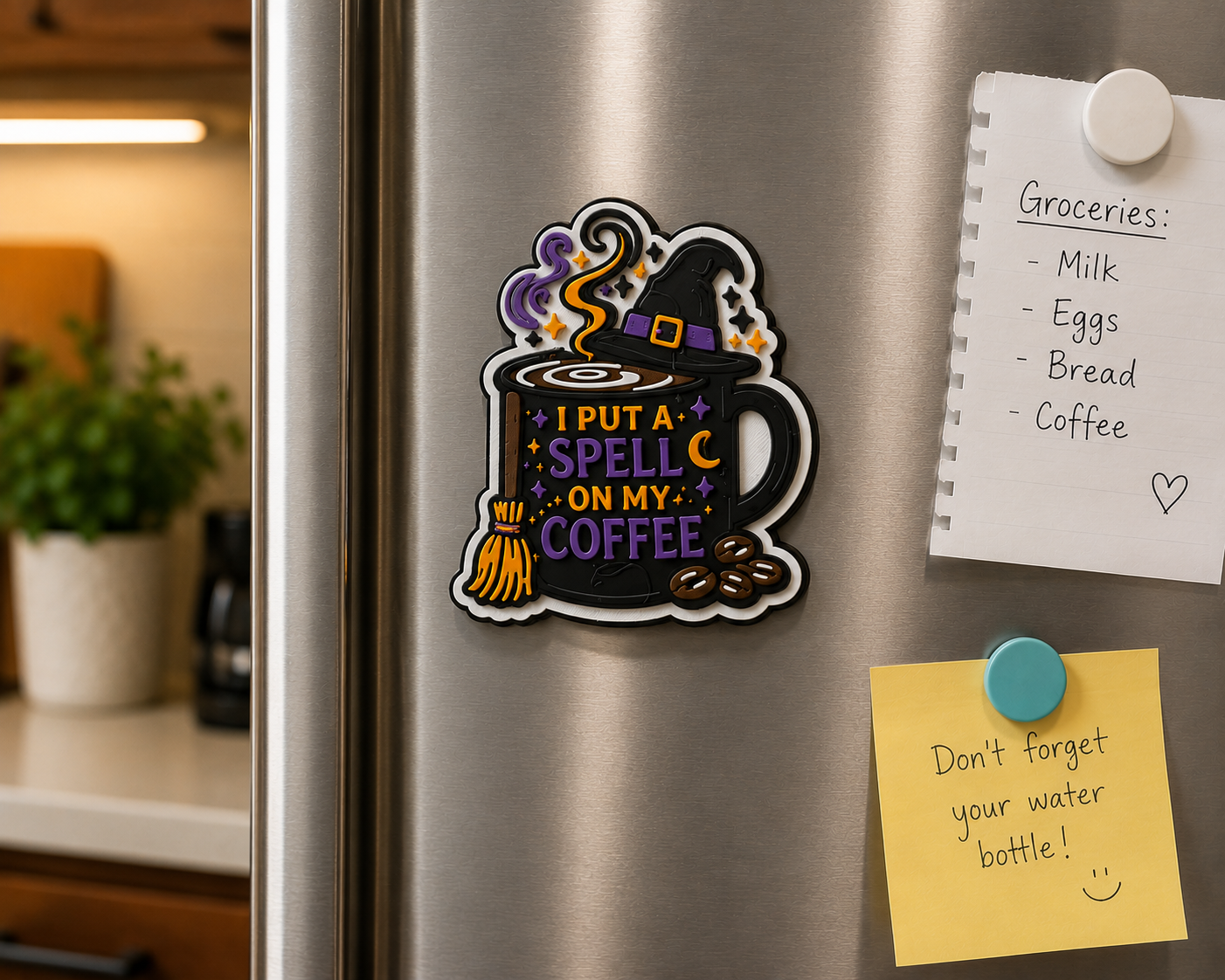 I Put a Spell on My Coffee 3D Printed Refrigerator Magnet